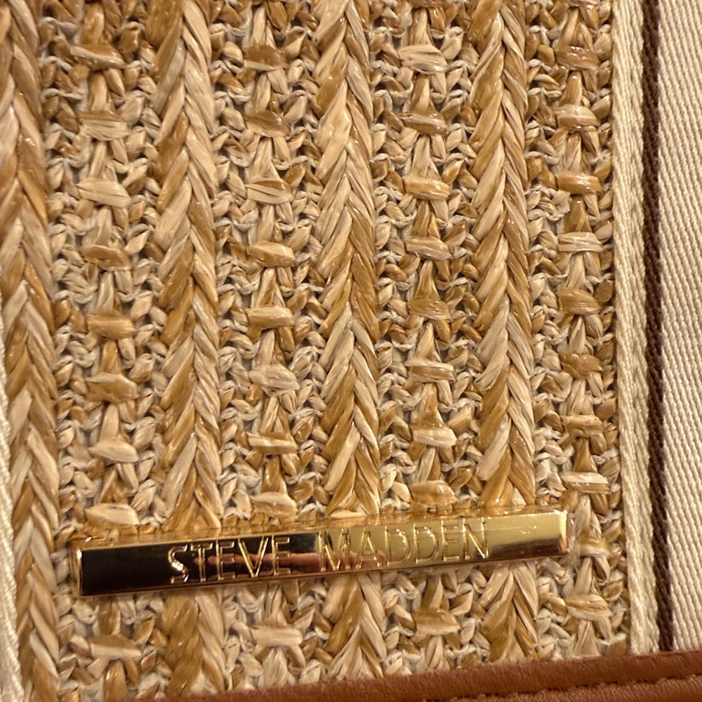 NWT Steve Madden Bwebber Straw Satchel Crossbody Bag - Cognac Brown  Vacation - Picture 12 of 16